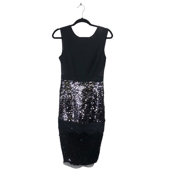 Black Sequined Cocktail Dress size 4 - Picture 4 of 16